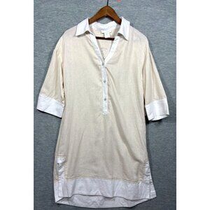 Cynthia Rowley Womens Dress S Beige White Linen Blend